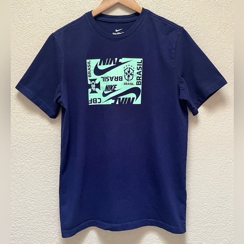 Nike Brasil National Team Green & Blue Graphic T-Shirt Mens Size Medium